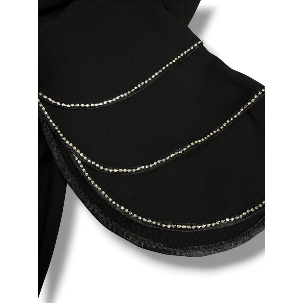 Hayat Modest Fashion Boutique Black Abaya Rhinestone Tiered Sleeve Dress Small - Picture 3 of 7